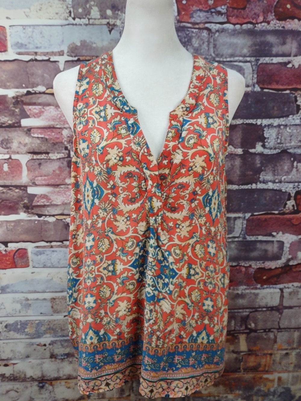 Tolani Silk Floral Print V-Neck Top